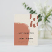INVITATION CARTE POSTALE DOUCHE MODERNE ABSTRAITE KRAFT TERRACOTTA COUPLES (Debout devant)