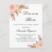 Invitation Carte Postale Douche nuptiale amour fleurs fleurs pampas herbe b (Devant)