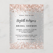 Invitation Carte Postale Douche nuptiale argent rose or élégant (Devant)