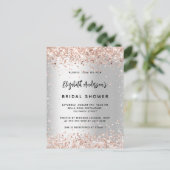 Invitation Carte Postale Douche nuptiale argent rose or élégant (Debout devant)