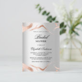 Invitation Carte Postale Douche nuptiale argent rose or marbre élégant (Debout devant)