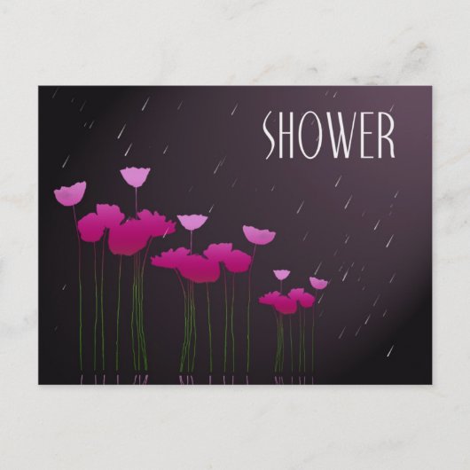 Invitation Carte Postale douche nuptiale avec pavots (Devant)