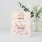 Invitation Carte Postale Douche nuptiale blonde mariée rose or blush (Debout devant)