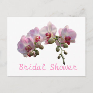 Invitation Carte Postale Douche nuptiale, fleurs d'orchidées roses