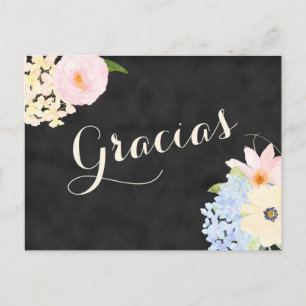Invitation Carte Postale douche nuptiale merci note en espagnol