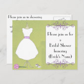 Invitation Carte Postale Douche nuptiale personnalisée - Chic Robe Forme (Devant / Derrière)