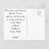 Invitation Carte Postale Douche nuptiale personnalisée - Chic Robe Forme (Dos)
