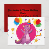 Invitation Carte Postale Dragon Joyeux anniversaire (Devant / Derrière)