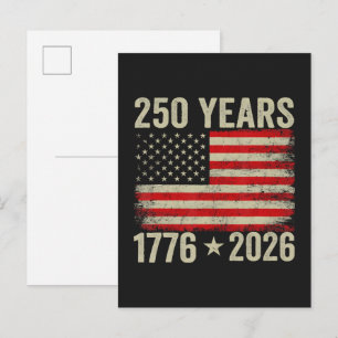 Invitation Carte Postale Drapeau américain 250 ans 1776-2026