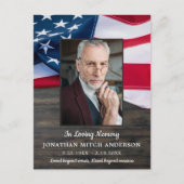 Invitation Carte Postale Drapeau Américain Célébration De La Vie Des Vétéra (Devant)