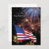 Invitation Carte Postale Drapeau américain - Fête de l'Indépendance (Devant / Derrière)