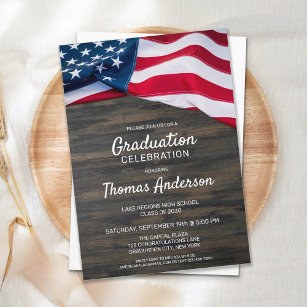 Invitation Carte Postale Drapeau américain patriotique diplômé militaire