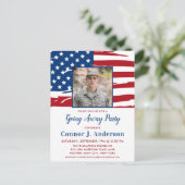 Invitation Carte Postale Drapeau américain photo Militaire s'évade Parti (Debout devant)