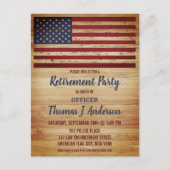 Invitation Carte Postale Drapeau américain rustique Retraite de la police m (Devant)