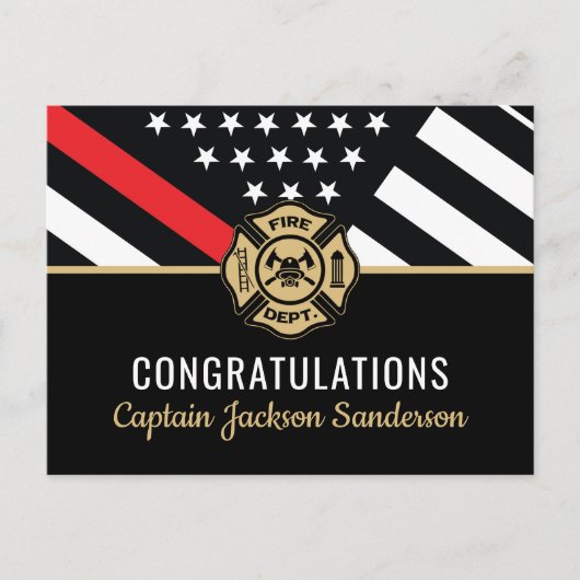 Invitation Carte Postale Drapeau de la ligne rouge de retraite de pompier P (Devant)