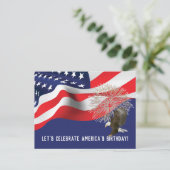 Invitation Carte Postale Drapeau et 4 juillet aigle (Debout devant)
