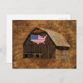 Invitation Carte Postale Drapeau rustique américain (Devant / Derrière)