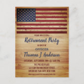 Invitation Carte Postale Drapeau rustique américain Police militaire retrai (Devant)