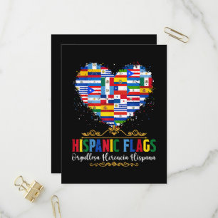 Invitation Carte Postale Drapeaux hispaniques Cœur Mois du patrimoine hispa