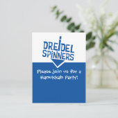 Invitation Carte Postale Dreidel Spinners Hanoukka Party (Debout devant)