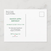 Invitation Carte Postale Drôle Six-tee Golf 60e Anniversaire (Dos)