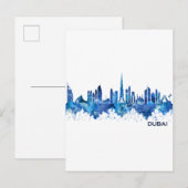 Invitation Carte Postale Dubaï Skyline Blue (Devant / Derrière)