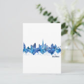 Invitation Carte Postale Dubaï Skyline Blue (Debout devant)