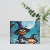 Invitation Carte Postale Duo Citrouille éffrayant d'Halloween (Debout devant)