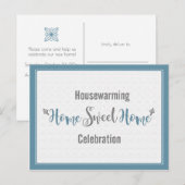Invitation Carte Postale Dusk Blue Grey Accueil Sweet Home Fête de chauffag (Devant / Derrière)