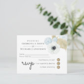Invitation Carte Postale Dusty Bleu Blanc Marine Anemone Mariage BUDGET (Debout devant)