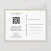 Invitation Carte Postale Dusty bleu moderne QR Code tout en un Mariage (Dos)