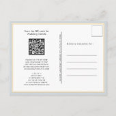 Invitation Carte Postale Dusty bleu moderne QR Code tout en un Mariage (Dos)