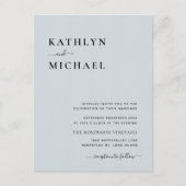 Invitation Carte Postale Dusty bleu moderne QR Code tout en un Mariage (Devant)