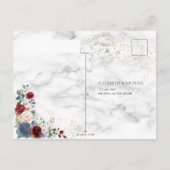 Invitation Carte Postale Dusty Blue Bourgogne Blush Gold Wedding RSVP (Dos)