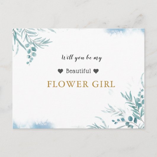 Invitation Carte Postale Dusty Blue Greenery Eucalyptus Feuilles Demoiselle (Devant)