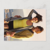 Invitation Carte Postale Dusty Blue Greenery Photo Mariage Feuille (Dos)