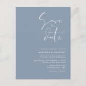 Invitation Carte Postale Dusty Blue Minimalist Enregistrer la date Mariage  (Devant)