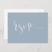 Invitation Carte Postale Dusty Blue Modern Simple Script mariage RSVP (Devant / Derrière)