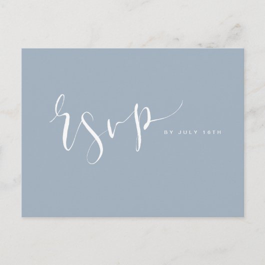 Invitation Carte Postale Dusty Blue Modern Simple Script mariage RSVP (Devant)
