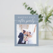 Invitation Carte Postale Dusty Blue Photo Elopement Réception de mariage (Debout devant)