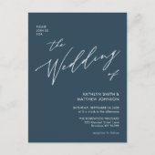 Invitation Carte Postale Dusty Blue QR Code Tout en un Mariage moderne chic (Devant)