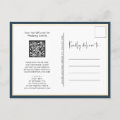 Invitation Carte Postale Dusty Blue QR Code Tout en un Mariage moderne chic (Dos)