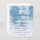 Invitation Carte Postale Dusty Blue Winter Script Calligraphie White Branch (Devant / Derrière)