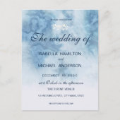Invitation Carte Postale Dusty Blue Winter Script Calligraphie White Branch (Devant)