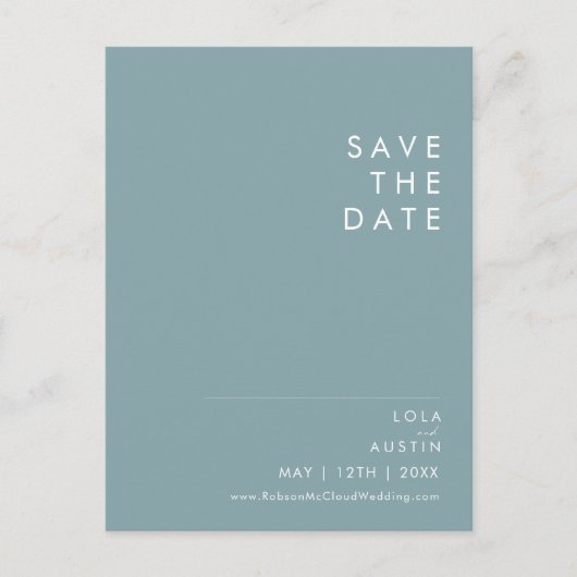 Invitation Carte Postale Dusty Boho | Bleu et Vert Enregistrer la date (Devant)