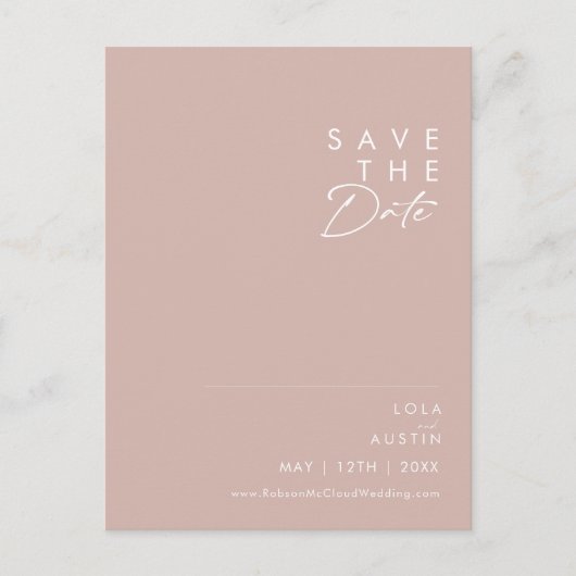 Invitation Carte Postale Dusty Boho | Rose et violet Enregistrer la date (Devant)