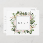 Invitation Carte Postale Dusty Mauve Botanical Wedding RSVP Song Request (Devant / Derrière)