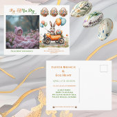 Invitation Carte Postale Easter Brunch & Egg Hunt | Spring Bunny Carrot Car