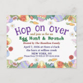 Invitation Carte Postale Easter Brunch & Egg Hunt Spring Meadow Bunny (Dos)