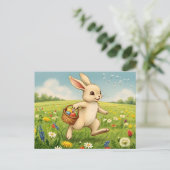 Invitation Carte Postale Easter Brunch & Egg Hunt Spring Meadow Bunny (Debout devant)